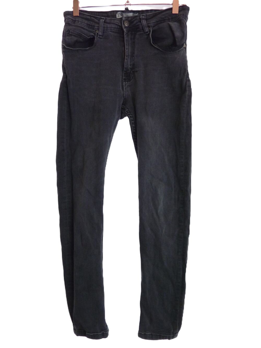 Zara Womens Jeans Size 31 Black Washed Distressed Skinny Faded Denim Pants
